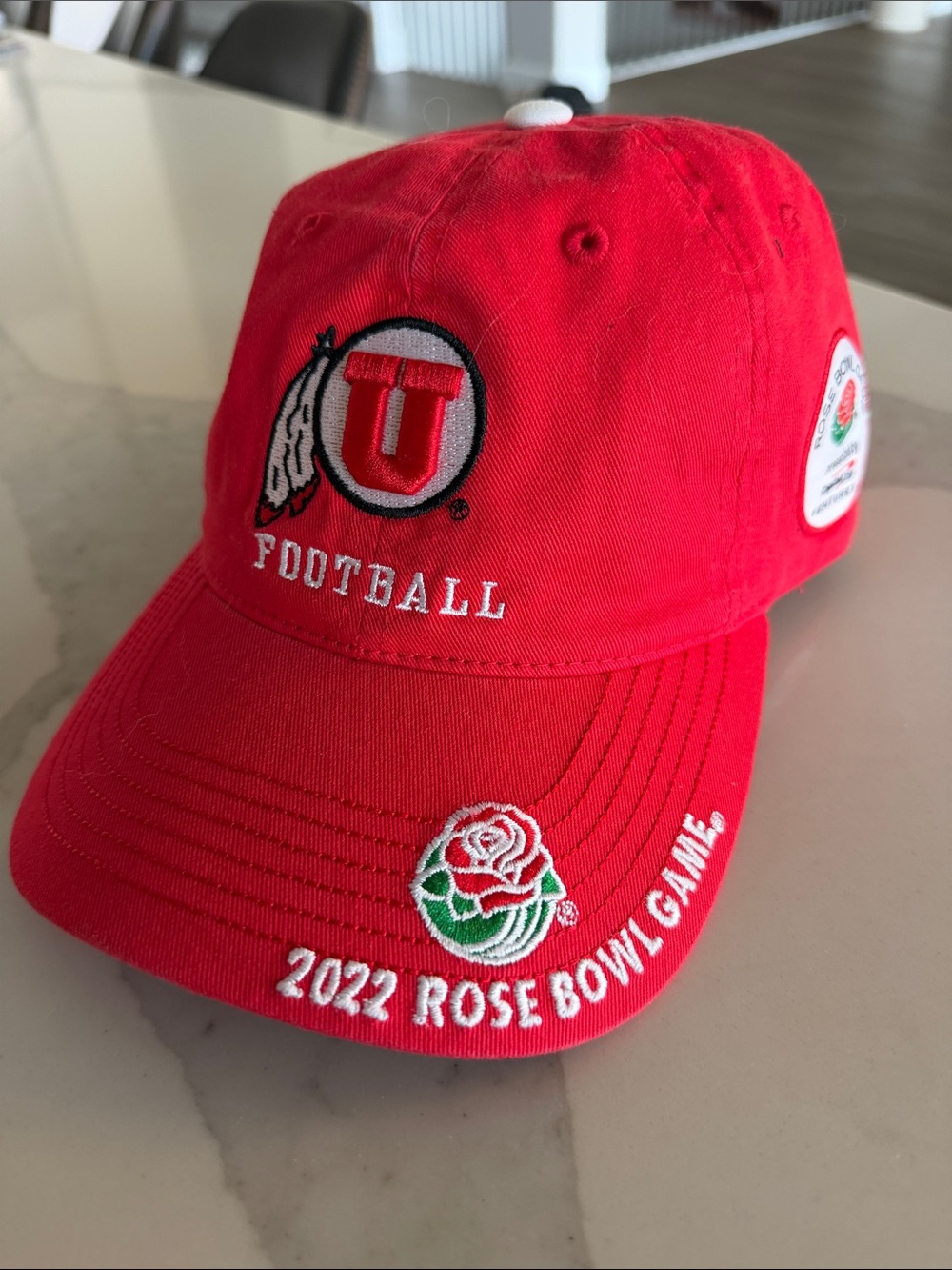 University of Utah Football 2022 Rose Bowl Game Red Embroidered Cap. Utes. OSFM